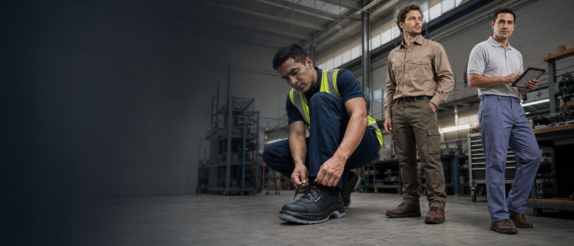 Trabajadores equipados con indumentaria laboral